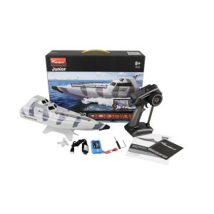 Amewi Bateau militaire turbo noir avec propulsion &agrave; r&eacute;action 420 mm RTR camouflage-gris
