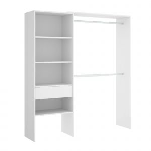 Armoire Lhotse, Structure pour dressing, Portemanteau ouvert, 160x40h187 cm, Blanc