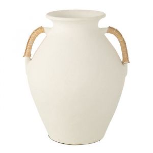 J-Line Vase Design "L&eacute;o" 43cm Blanc & Naturel