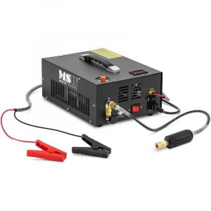 Compresseur pcp compact 300 bar 12/220 volts 350 watts arr&ecirc;t automatique aluminium t&ocirc;le de fer galvanis&eacute;e noir