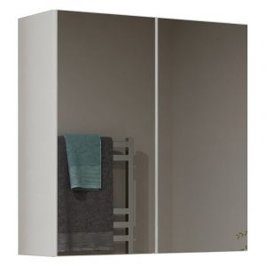 SOFYA - Armoire de toilette murale 2 portes - Meuble SDB avec miroir - Dimensions 60x22x60 cm - Rangement Salle de bain - Blanc