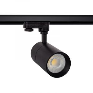 TechBrey Spot LED New Mallet Dimmable 20W Noir No Flicker (UGR 15) pour Rail Triphasé (3 Allumages) Blanc Froid 5000K - 5500K