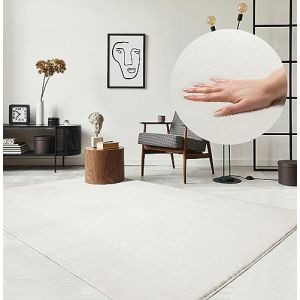 Tapis pour le salon ou de chambre - creme - 160x220 cm | Rectangulaire | Lavable jusqu'&agrave; 30 degr&eacute;s | Tapis LOFT de The Carpet
