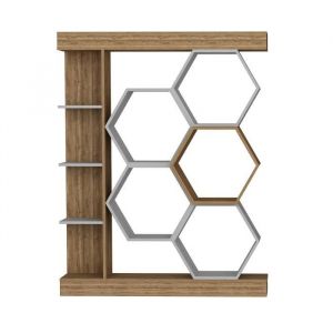 Menzzo Les Tendances - tagère à livres Bibliothèque bois noyer et blanc Sulano 140cm