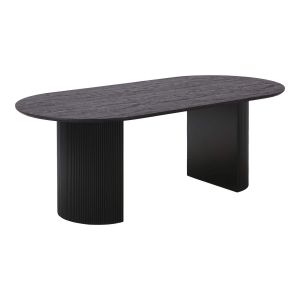 Table repas ovale pieds relief mdf effet bois foncé