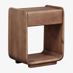 Table de chevet rectangulaire avec tiroir 40x30 cm en bois Tinsley Brun Acacia fonc&eacute;