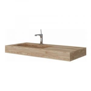 Kiamami Valentina 100CM hpl lavabo de salle de bain chêne miel effet bois