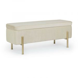 Hellin Banc coffre 2 places en velours et piétement or - nina - Beige