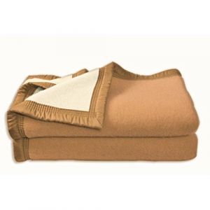 Poyet motte Couverture Laine Biche/Naturel 240 x 260 cm - Gamme Aubisque - Made in France