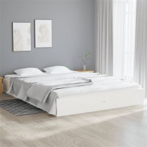 VidaXL Cadre de lit blanc bois massif 150x200 cm très grand