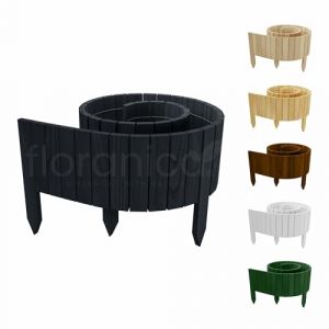 Floranica Rollborder II Clôture flexible 200 x 40 cm Anthracite - Bois de pin Bordure de parterre de pelouse Décoration de jardin