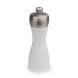 Peugeot Fidji Moulin à sel manuel en bois et inox couleur blanc mat 15 cm