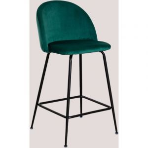 Tabouret Haut en Velours Kana Design SKLUM Noir ?65 cm Vert Jungle 92 - 102,5 cm