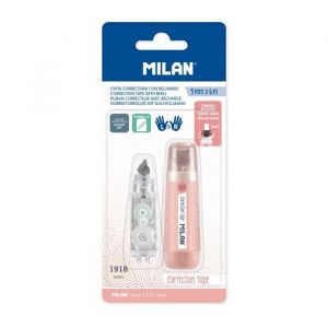 MILAN Blister Ruban correcteur 5 mm x 6 m 1 recharge série 1918 rose BWM10478P