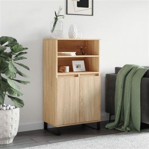 VidaXL Buffet Haut, Armoire avec 6 Compartiments et Portes, Meuble de Rangement avec Pieds Salle de Séjour, Industriel, Chêne Sonoma Bois d'Ingénierie
