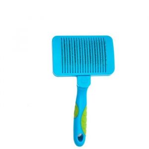 Zamibo Brosse Carde Avec Bouton Poussoir Enlève-Poils, 17 X 8,5 X 5,5 Cm, Bleu Vert