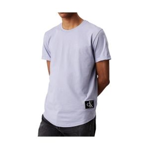 Calvin Klein T-Shirt Manches Courtes Homme Badge Turn Up Sleeve en Coton, Violet (Aleutian), S