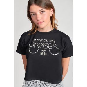 Le Temps des Cerises T-shirt enfant T-shirt court wileygi noir imprim&eacute;