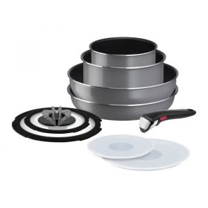 Tefal Batterie de cuisine - Ingenio Neo Fraise Grey - Tous feux sauf induction - Anti-adhésif - 9 pièces
