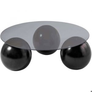 Table basse design 85x85x30 cm en verre fumé et pieds en pu - zao