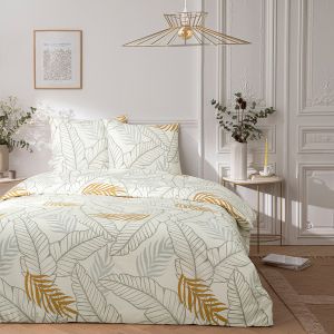 Future Home - Parure de lit 3 pièces Adulte 2 personnes imprimé végétal Set de Housse de couette 260x240cm +2 Taies d'oreiller 63x63 cm avec
