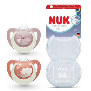 Nuk First Choice Nuit &ndash; Lot de 2 sucettes physiologiques 6&ndash;18 mois