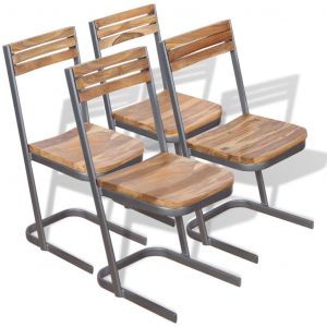 VidaXL Chaises de salle à manger 4 pièces Bois de teck massif