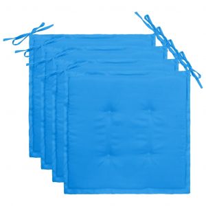 VidaXL Coussins de chaise de jardin 4 pcs Bleu 40x40x3 cm