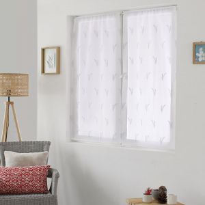 Home maison Paire de petits voilages aux broderies bicolores Blanc 60x90 cm