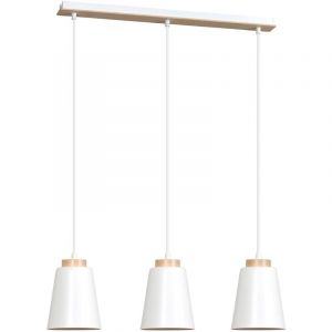 Lustre suspension d'intérieur ROGER blanc au design scandinave en bois à 3 lumières 3xE27 - Blanc