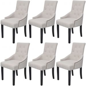 VidaXL Chaises de salle à manger 6 pcs Gris crème Tissu