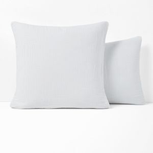Taie d'oreiller enfant unie gaze de coton, K la Blanc Taille 50x70 cm;63x63 cm