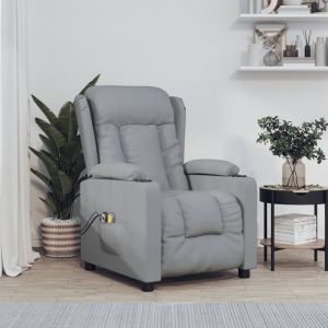 VidaXL Fauteuil de massage inclinable électrique Gris clair Tissu Light grey