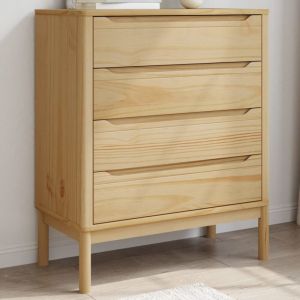 VidaXL Commode FLORO cire marron bois de pin massif, commode, armoire de rangement, buffet, commode à tiroirs, classeur, armoire de couloir