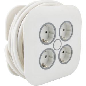 Zenitech Enrouleur domestique 4 prises Schuko 7m - Blanc