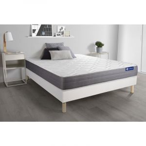 Image de Ensemble matelas ACTILATEX DREAM Latex et mémoire de forme 140x190 cm 5zones de confort + sommier KIT blanc