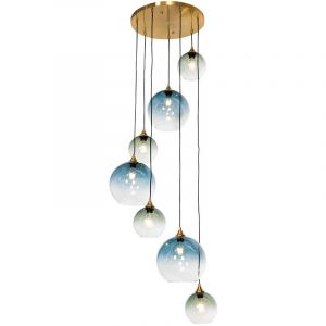 Qazqa Sandra - Grande suspension - 7 lumière - ø 65 cm - Laiton - Art Deco - éclairage intérieur - Salon i Chambre i Cuisine i Salle à manger - Laiton