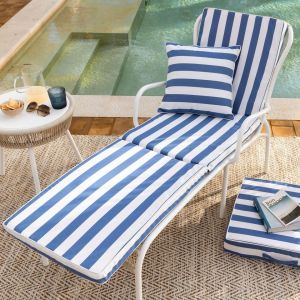 Matelas de sol en polyester PORNIC bain de soleil, rayé bleu