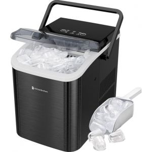 KitchenBrothers Machine à glaçons - 1.5L - Machine à glaçons - Cuillère à glace - 12kg/24 heures - Portable - Fonction auto-nettoyante - Acier inoxydable Gunmetal
