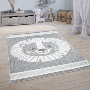 Paco Home - Tapis Enfant Chambre D'Enfant Tapis De Jeux Garçon Fille Effet 3D Lion Gris 120x160 cm