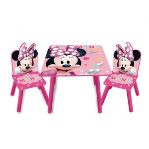 Nixy Kids Minnie Mouse Ensemble table et 2 chaises en bois