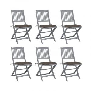 VidaXL Lot de 6 chaises d'ext&eacute;rieur en bois d'acacia gris avec coussins taupe Vida XL