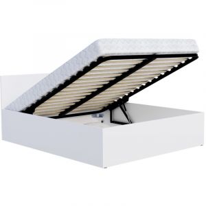 Lit coffre Paris 160 x 200 cm avec sommier à lattes relevable - Blanc
