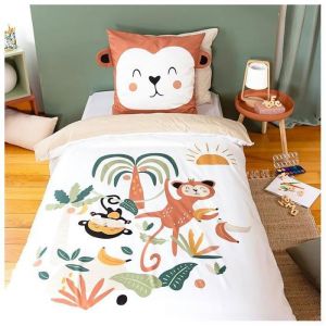 Cot&eacute; D&eacute;co Parure de Lit Enfant &ndash; Ouistiti &ndash; 140x200 cm &ndash; 100% Polyester