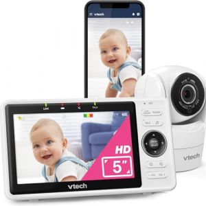 Vtech Babyphone Camera 5 inch Baby Camera 1080p, 120&deg; Wide Angle View, Night Vision, Remote Pan-Tilt Zoom, Two-Way Talc, Works with iOS and Android, WiFi