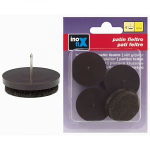Inofix Patin Feutre &agrave; Clouer Marron Lot de 4 sous blister - Patins et embouts de chaises