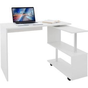 Bureau en angle blanc table de travail pivotant bureau informatique pour PC