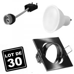 Europalamp 30 Spots 5W Blanc neutre carré encastrable orientable Alu brossé avec GU10 LED 4500k - Blanc Neutre 4500K