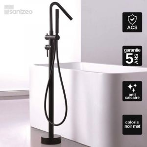Robinet Mitigeur de Baignoire sur Pied Noir Mat IMEX CORCEGA BBECO1/NG