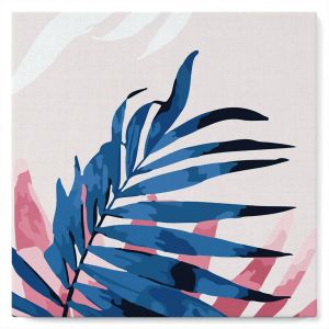 Mini peinture au numéro : Feuille de Palmier Areca - toile tendue sur chassis